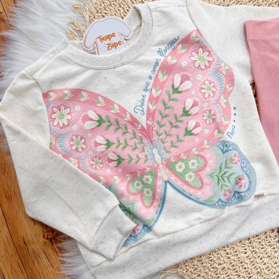 Conj. Casaco Deixe que o Amor Floresça e Calça Legging - Areia e Rose